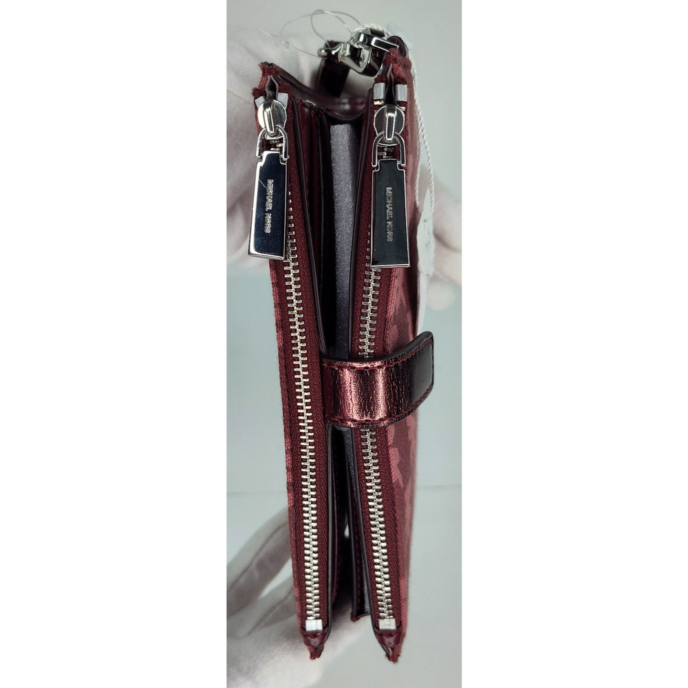 Michael Kors Double Zip Wristlet Wallet-Merlot/Burgundy/Wine-NWT - Picture 8 of 14